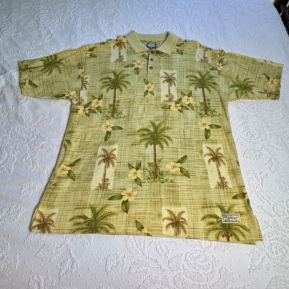 Tommy Bahama Men's XL Polo Hawaiian Print Cotton Short Sleeve Stretchy Comfy